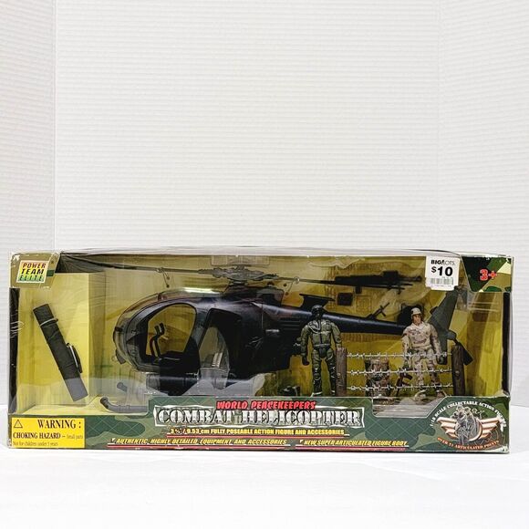World Peacekeepers Combat Black Helicopter 2 Figures 1:18 Scale Power Team Elite - Picture 1 of 14